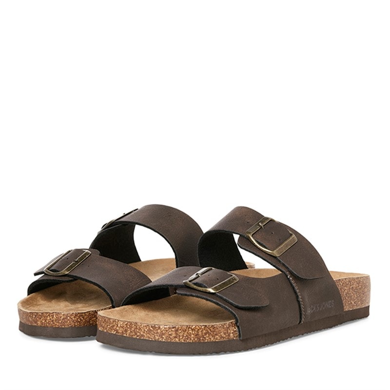 JACK & JONES Mens Oslo PU Sandal Brown Suede - Image 4