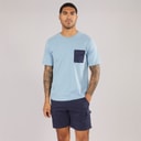 JACK & JONES Mens Pocket T-Shirt And Shorts Set Mountain Spring/Navy Blazer