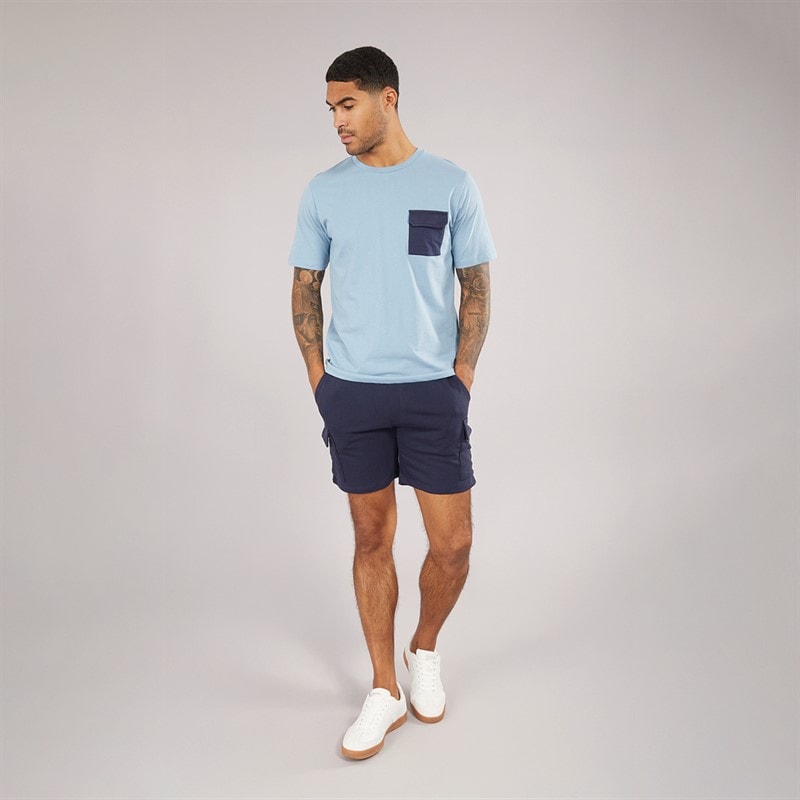 JACK & JONES Mens Pocket T-Shirt And Shorts Set Mountain Spring/Navy Blazer - Image 3