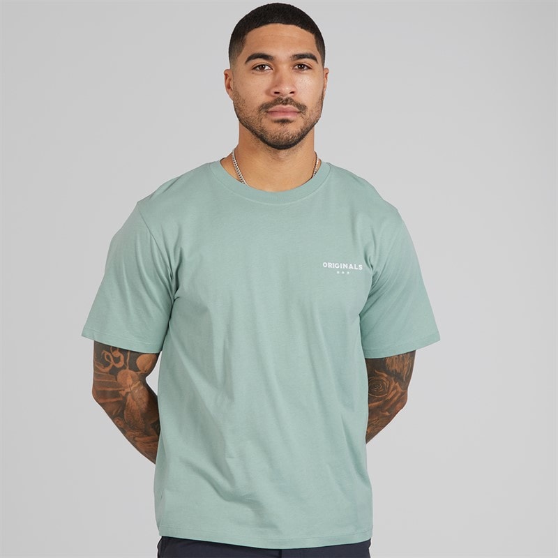 JACK & JONES Mens Mykonos Back T-Shirt Gray Mist - Image 2