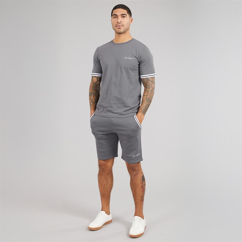 JACK & JONES Mens Jaxon T-Shirt And Shorts Set Castlerock - Image 4