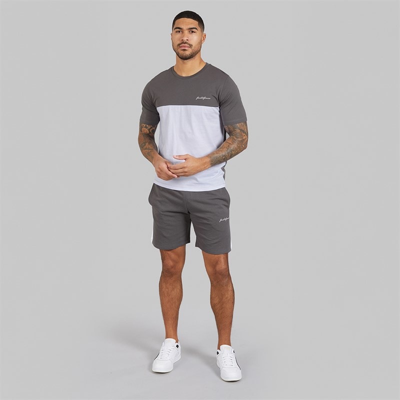 JACK & JONES Mens Trip T-Shirt And Shorts Set Castlerock - Image 4