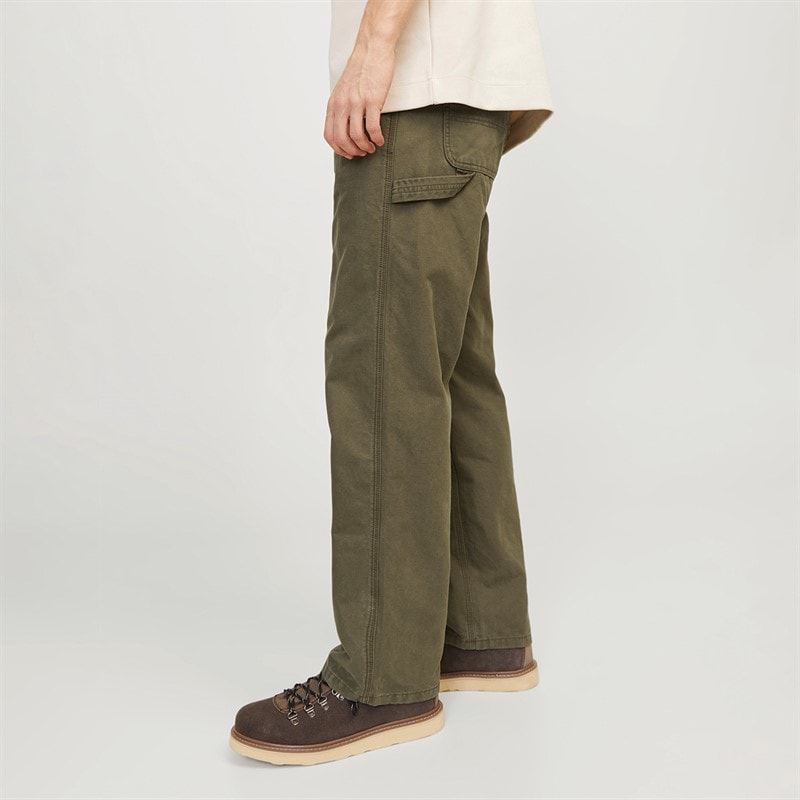 JACK & JONES Mens Eddie Carpenter Pants Olive Night - Image 3
