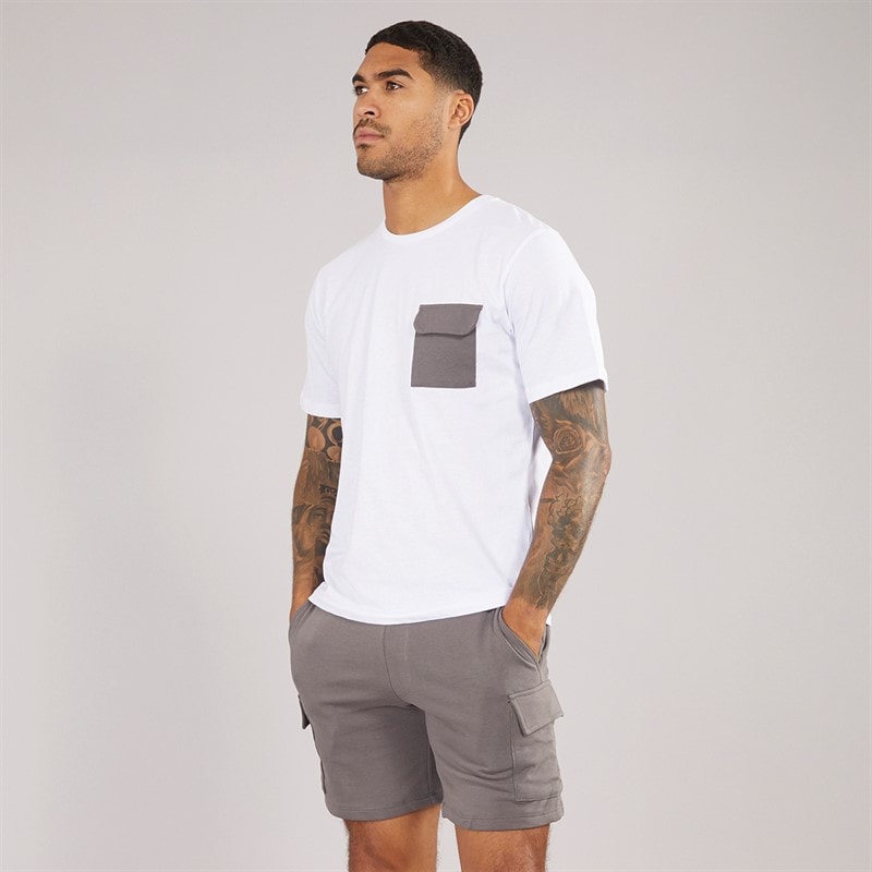 JACK & JONES Mens Pocket Co-Ord Set White/Castlerock - Image 1