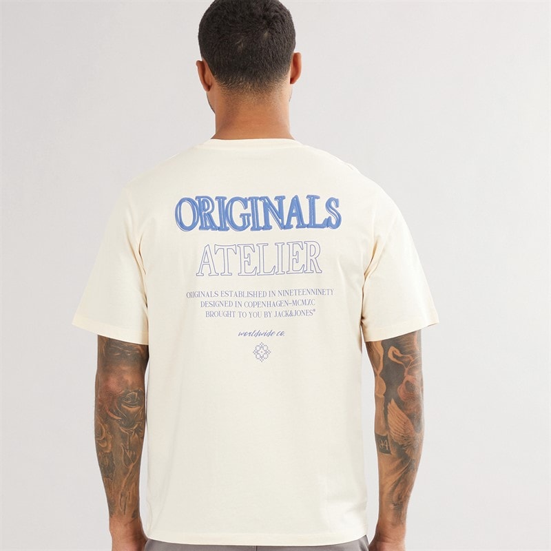 JACK & JONES Mens Santorini Back T-Shirt Buttercream - Image 3