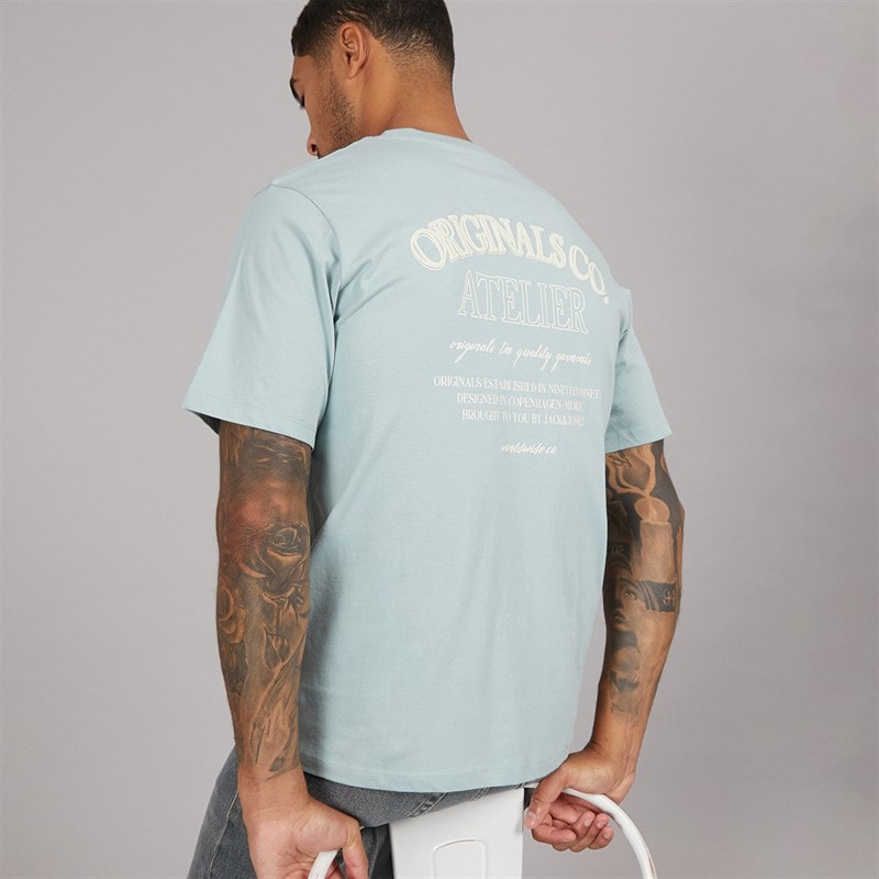 JACK & JONES Mens Santorini Back T-Shirt Gray Mist - Image 1
