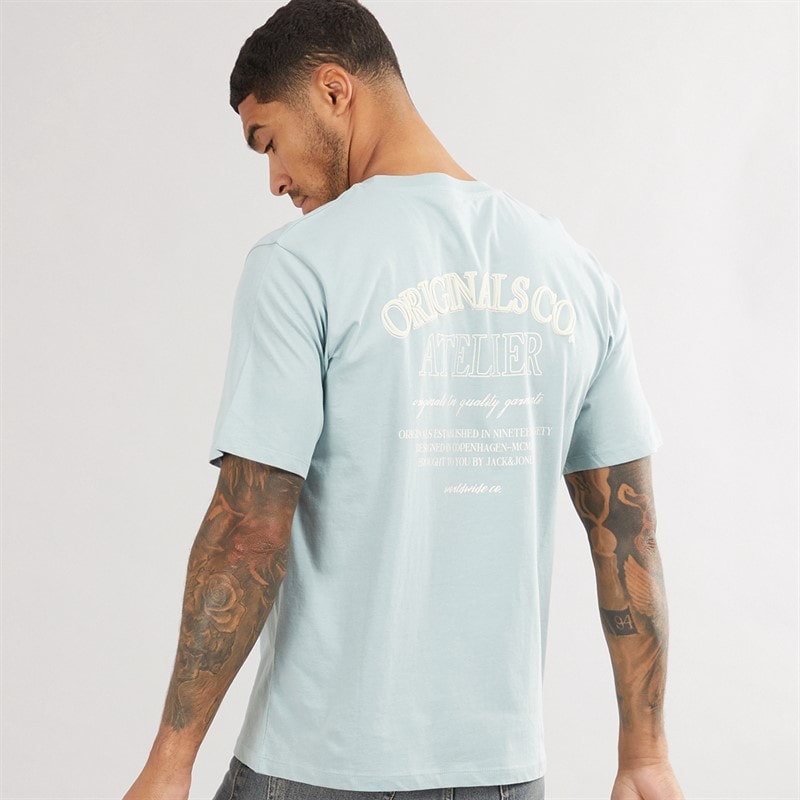 JACK & JONES Mens Santorini Back T-Shirt Gray Mist - Image 3