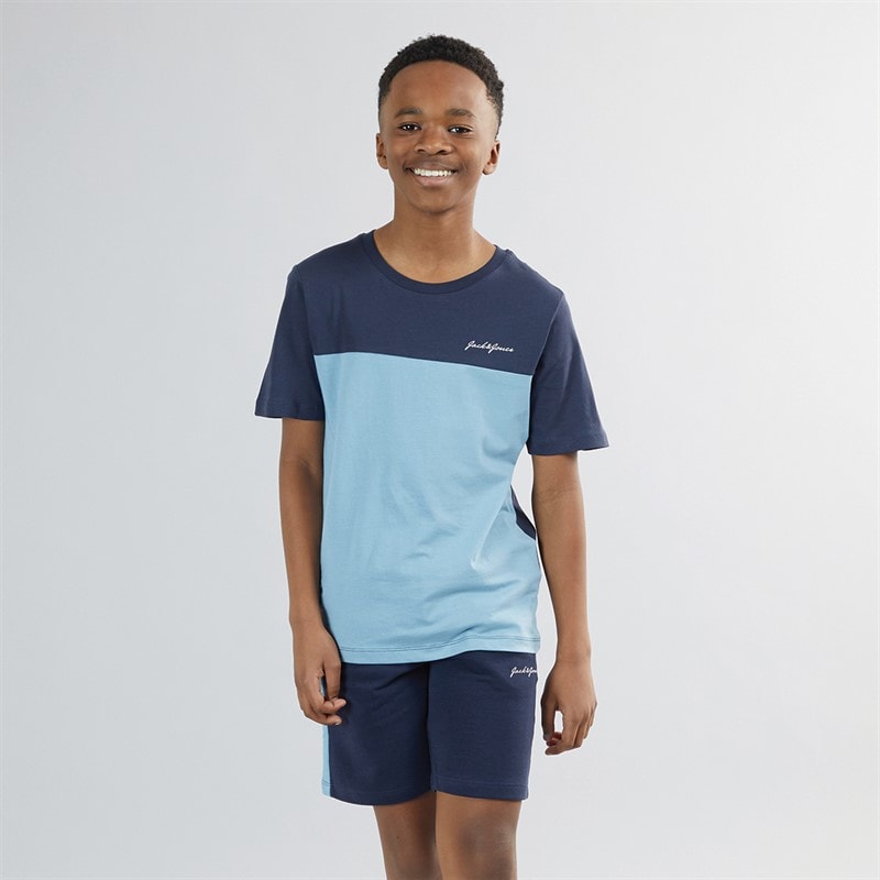 JACK & JONES Boys Trip T-Shirt And Shorts Co-Ord Set Mountain Spring - Image 1