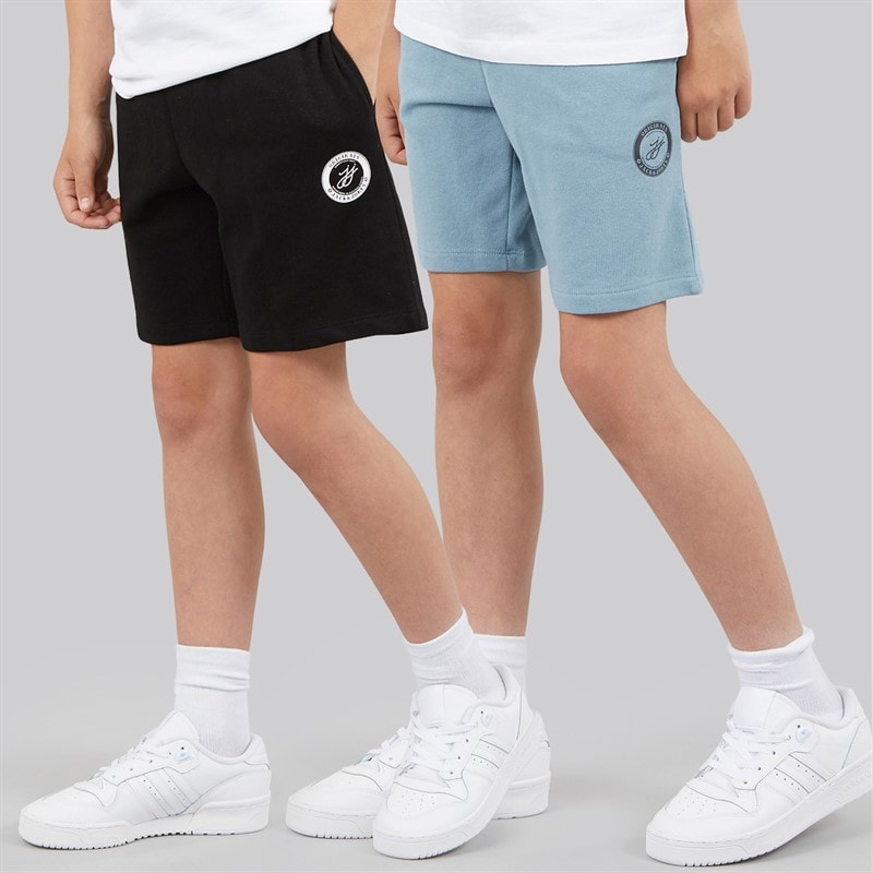 JACK & JONES Boys Two Pack Theo Sweat Shorts Black