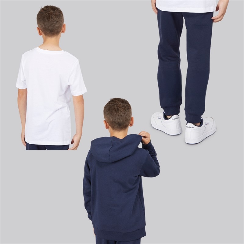 JACK & JONES Boys Structure Three Pack Hoodie T-Shirt And Joggers Co-Ord Set Navy Blazer - Image 2