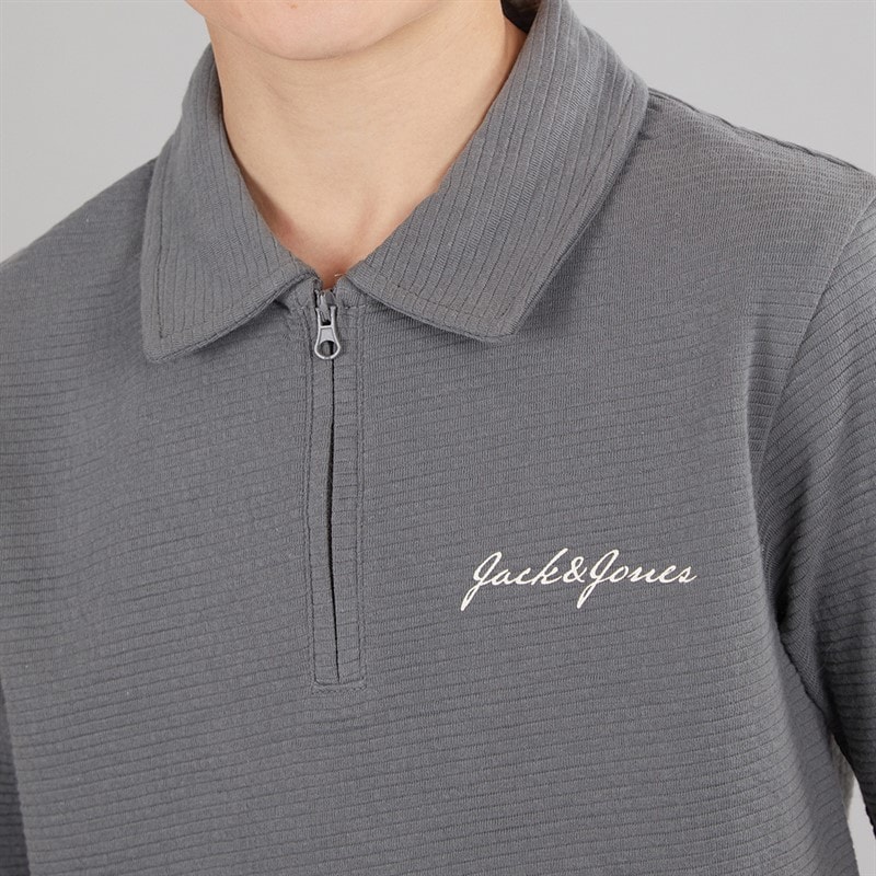 JACK & JONES Boys Basic Zip Polo Shirt And Shorts Set Castlerock - Image 3