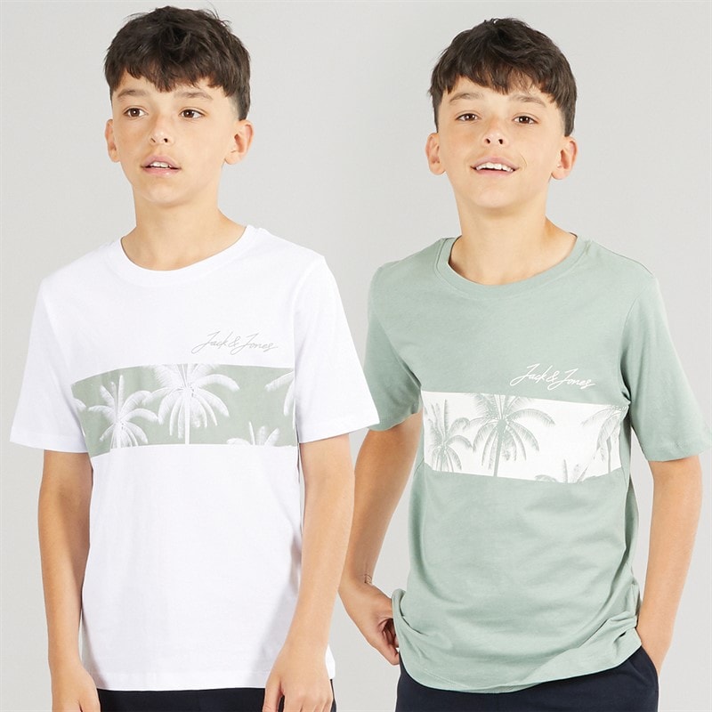 JACK & JONES Boys Two Pack Floral T-Shirts White