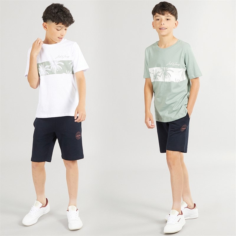 JACK & JONES Boys Two Pack Floral T-Shirts White - Image 3
