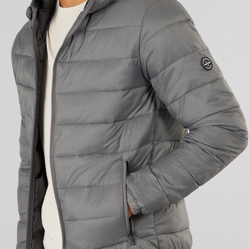 JACK & JONES Mens Wilson Hooded Puffer Jacket Castlerock - Image 3
