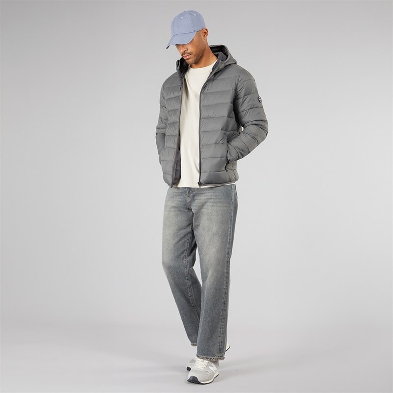 JACK & JONES Mens Wilson Hooded Puffer Jacket Castlerock - Image 4