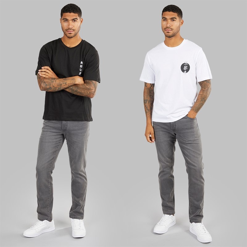 JACK & JONES Mens Relaxed Fit Back Print Two Pack T-Shirts Black/White - Image 4