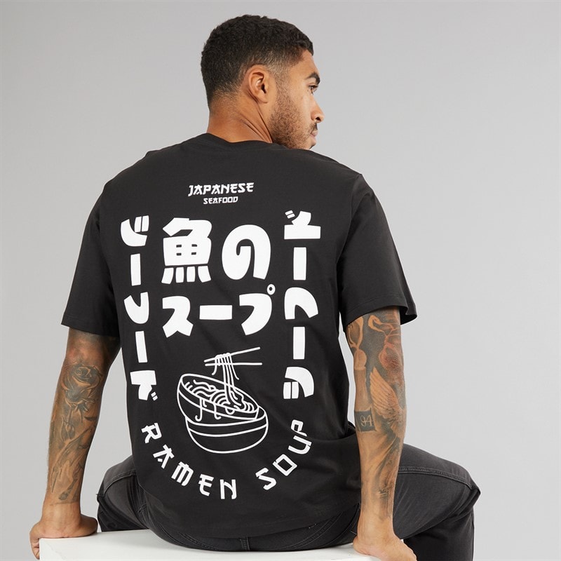 JACK & JONES Mens Relaxed Fit Back Print Two Pack T-Shirts Black/White - Image 3