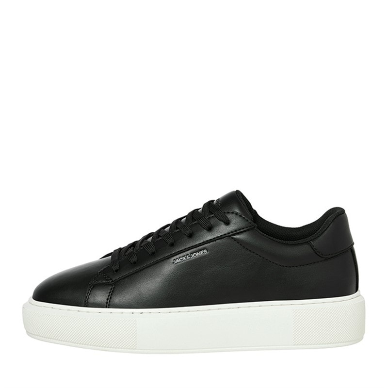 JACK & JONES Mens Grand PU Cupsole Trainers Anthracite - Image 1