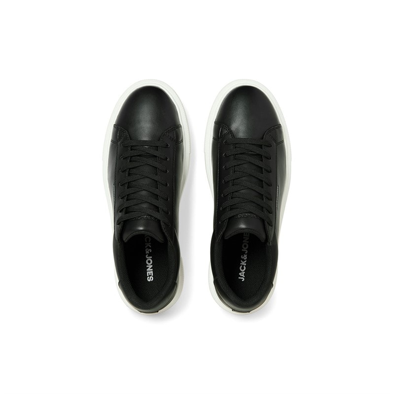 JACK & JONES Mens Grand PU Cupsole Trainers Anthracite - Image 3
