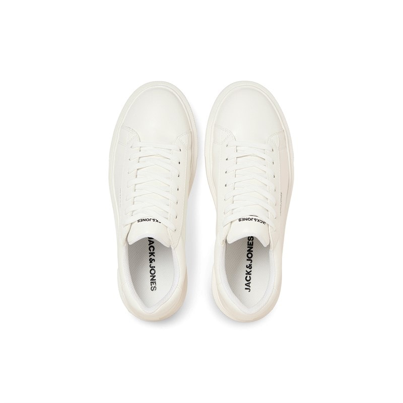 JACK & JONES Mens Grand PU Cupsole Trainers White - Image 3