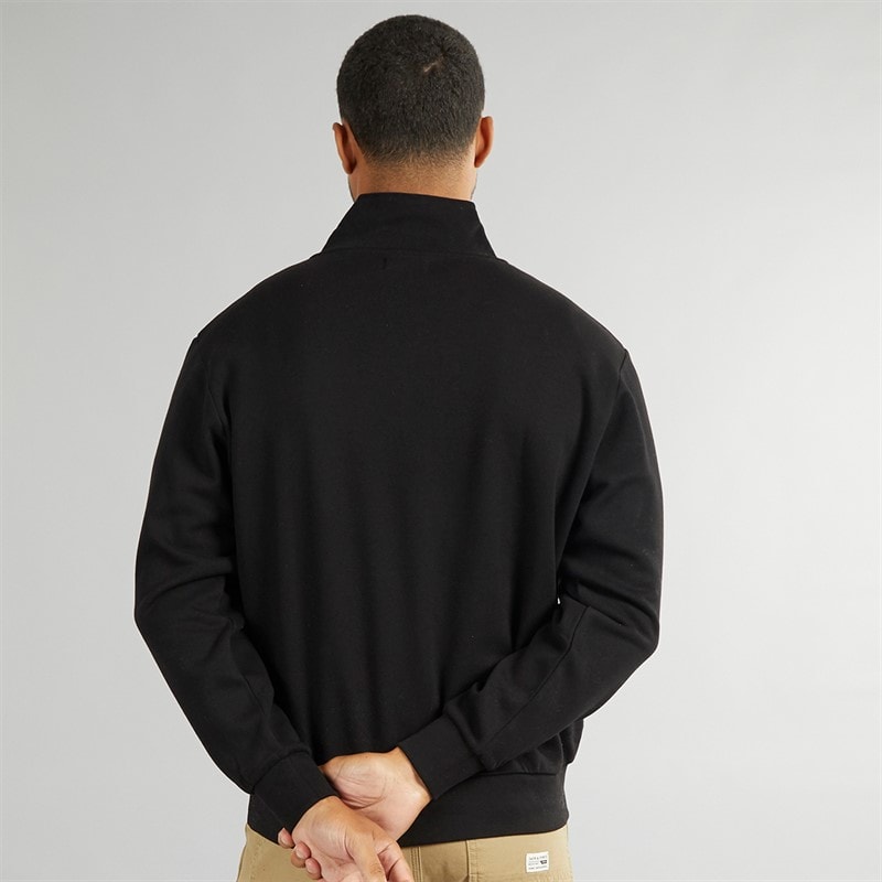 JACK & JONES Mens Vesterbro 1/4 Zip Sweatshirt Black/White - Image 2