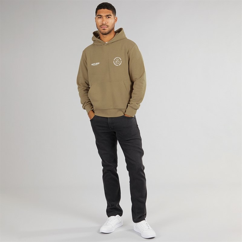 JACK & JONES Mens Vesterbro Sport Hoodie Silver Sage - Image 3