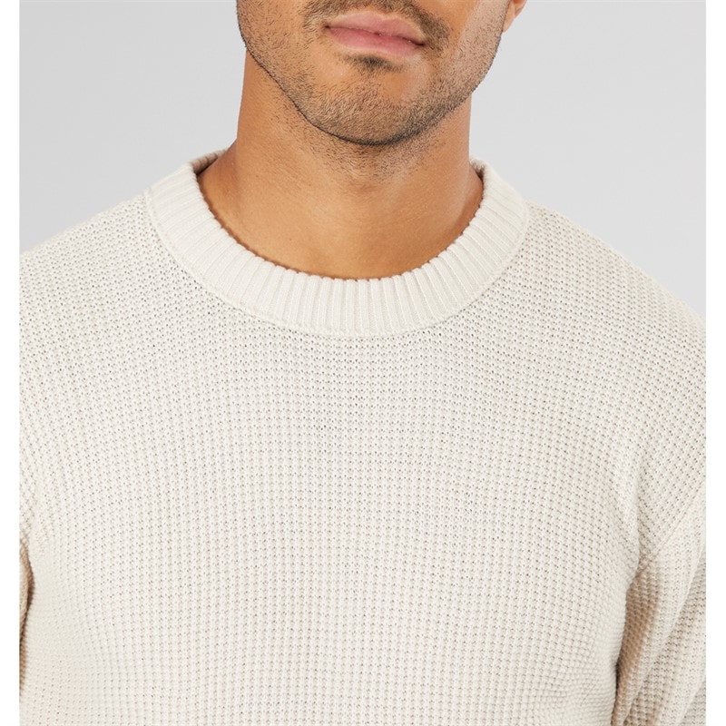JACK & JONES Mens Rice Knit Jumper Oatmeal - Image 3