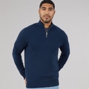 JACK & JONES Mens Emil Knit 1/2 Zip Jumper Navy