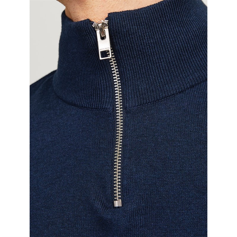 JACK & JONES Mens Emil Knit 1/2 Zip Jumper Navy - Image 5