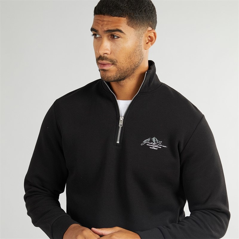 JACK & JONES Mens Mountain Open Hem 1/4 Tracksuit Black - Image 3