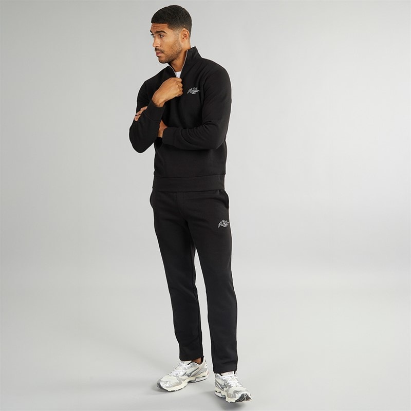 JACK & JONES Mens Mountain Open Hem 1/4 Tracksuit Black - Image 4