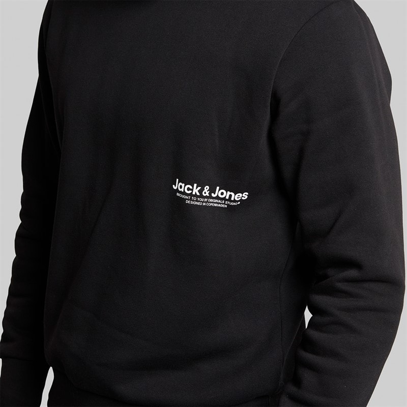 JACK & JONES Mens Vesterbro Side Sweatshirt Black/White - Image 3