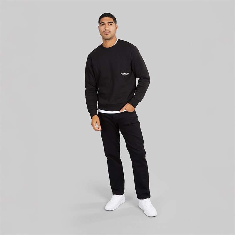 JACK & JONES Mens Vesterbro Side Sweatshirt Black/White - Image 4