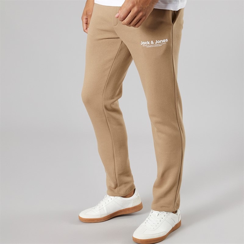 JACK & JONES Mens Vesterbro Open Hem Joggers Silver Mink/White - Image 1