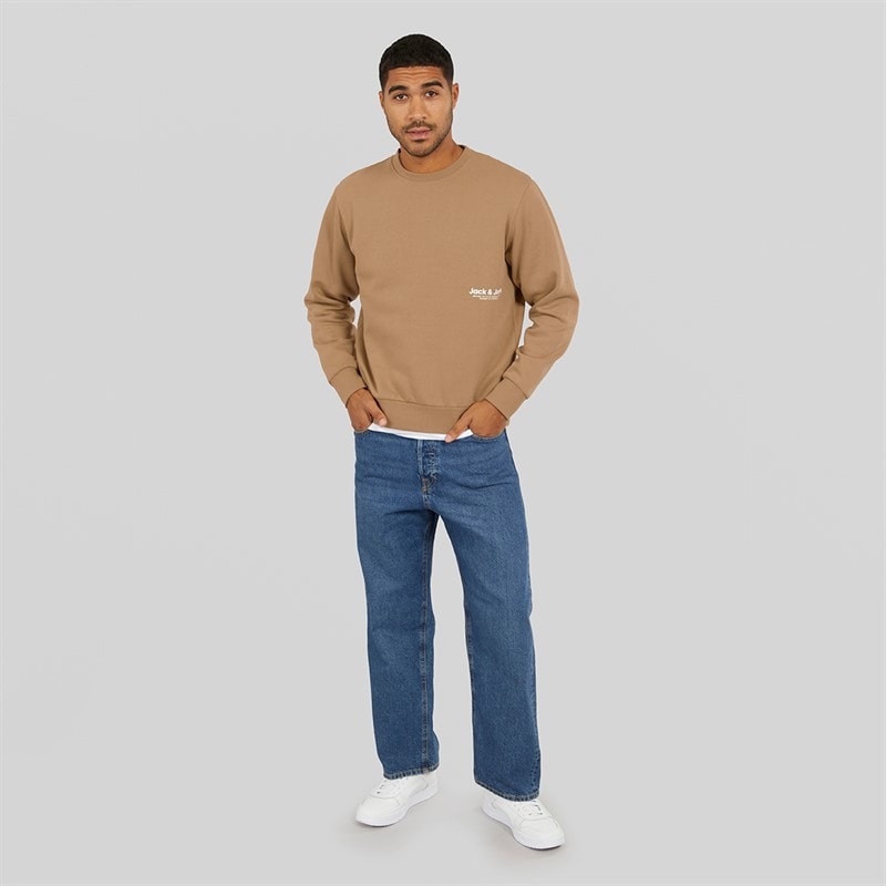 JACK & JONES Mens Vesterbro Side Sweatshirt Silver Mink/White - Image 3