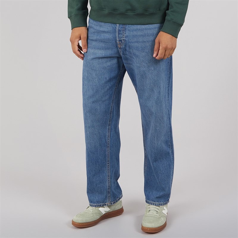 JACK & JONES Mens Alex SQ 741 Baggy Fit Jeans Mid Blue