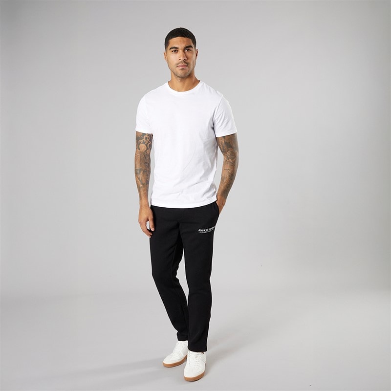 JACK & JONES Mens Vesterbro Open Hem Joggers Black/White - Image 4