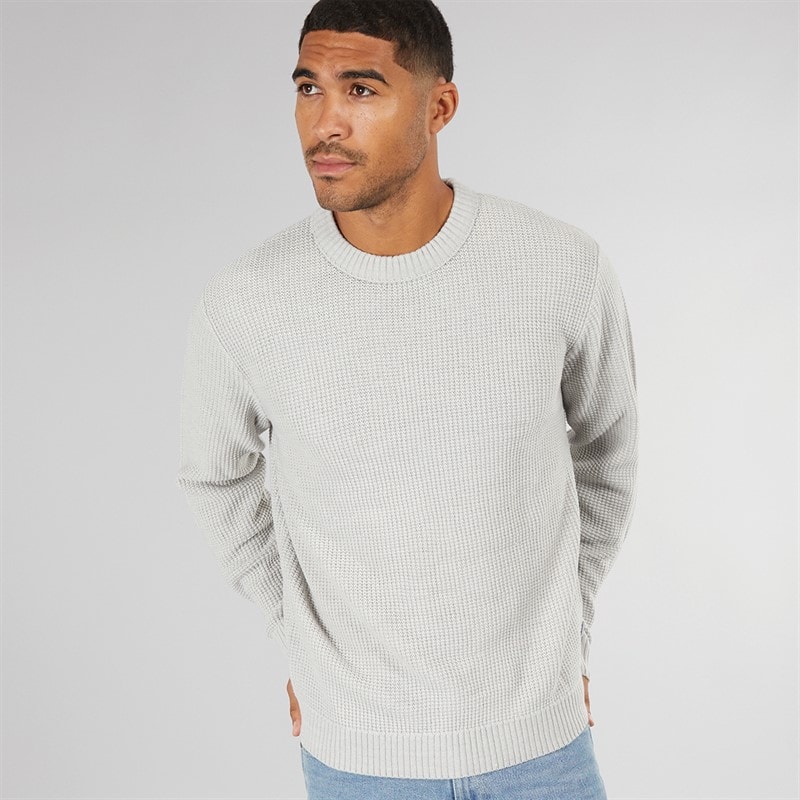 JACK & JONES Mens Rice Knit Jumper Light Grey