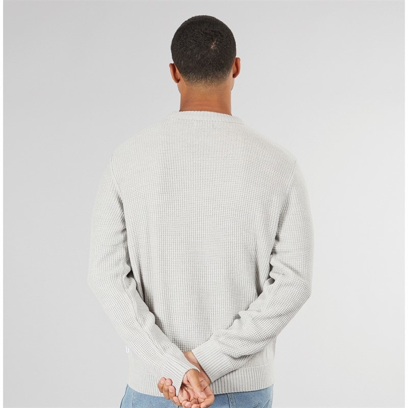 JACK & JONES Mens Rice Knit Jumper Light Grey - Image 2