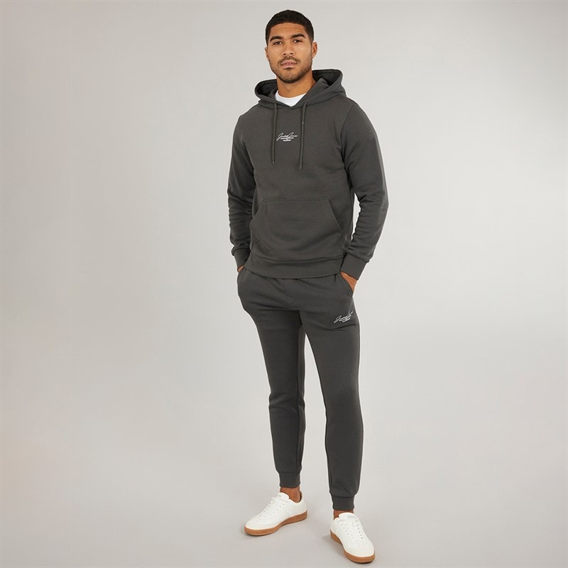 JACK & JONES Mens Cover Script Tracksuit Asphalt - Image 3