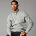 JACK & JONES Mens Vesterbro 1/4 Zip Sweatshirt Light Grey Melange/Black