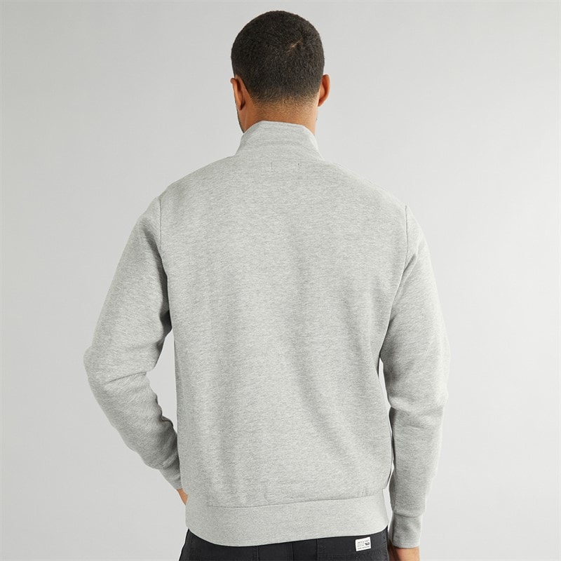 JACK & JONES Mens Vesterbro 1/4 Zip Sweatshirt Light Grey Melange/Black - Image 2