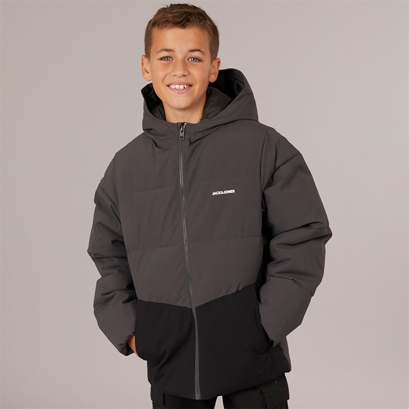 JACK & JONES Boys Brady Puffer Jacket Asphalt - Image 3