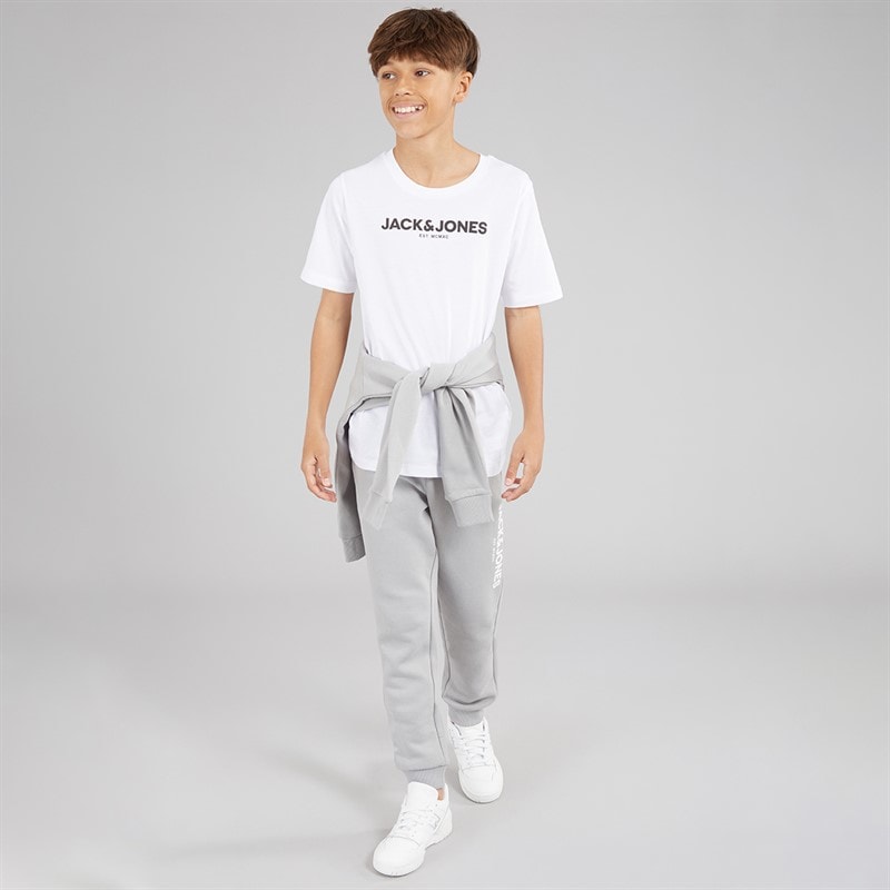 JACK & JONES Boys Rarry Three Piece Tracksuit And T-Shirt Set Alloy/White - Image 4