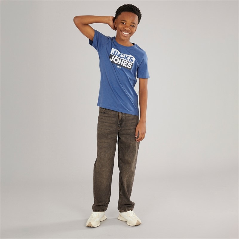 JACK & JONES Boys Atfal Three Pack T-Shirts Colbalt Blue/White/Navy Print - Image 4