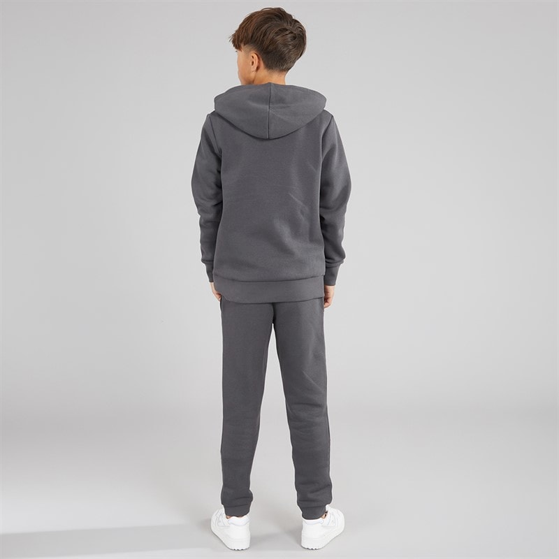 JACK & JONES Boys Drive Sweat Hoodie And Joggers Tracksuit Asphalt - Image 2