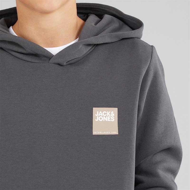 JACK & JONES Boys Drive Sweat Hoodie And Joggers Tracksuit Asphalt - Image 3
