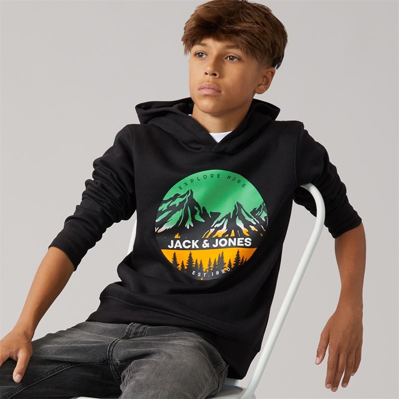 JACK & JONES Boys Peak Hoodie Black