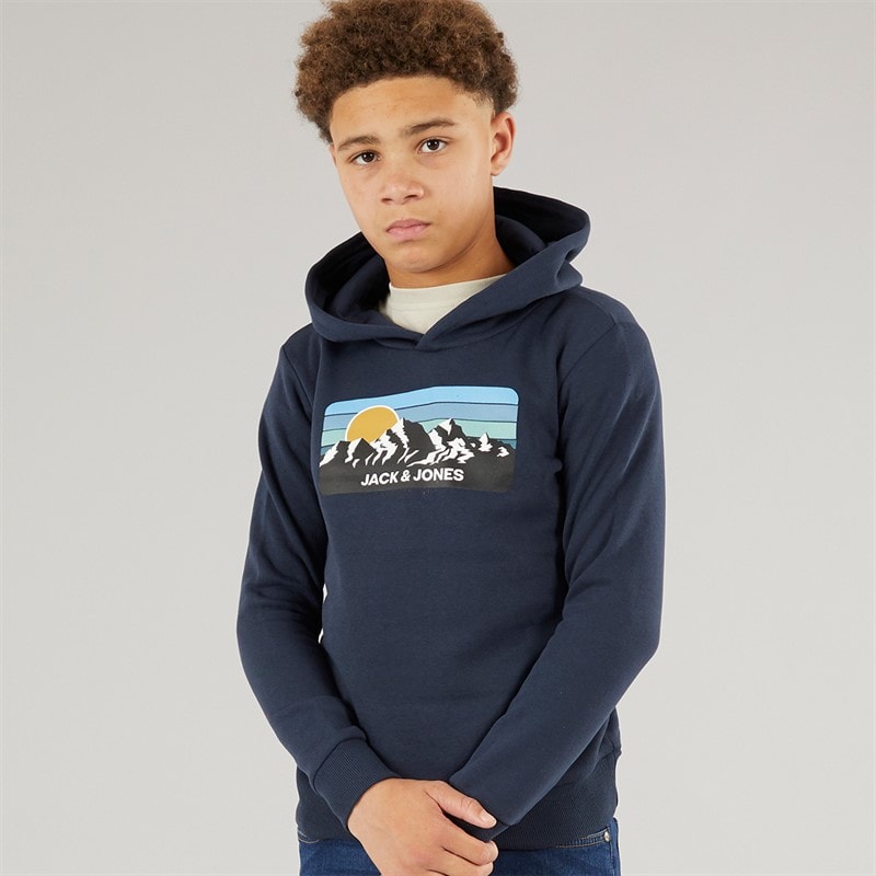 JACK & JONES Boys Peak Hoodie Navy - Image 1
