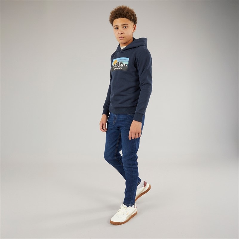 JACK & JONES Boys Peak Hoodie Navy - Image 4